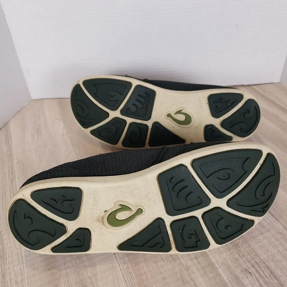 OluKai Nohea Mesh Slip On Boat Shoes in Brown Green Men’s Size 9